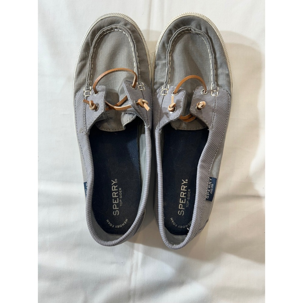 Sperry Top-Sider Crest Vibe Gray Canvas Boat Shoes Womens 9.5 STS80687
